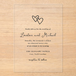 Invitaciones Acrílicas Boda moderno de cardíacas dibujadas a mano