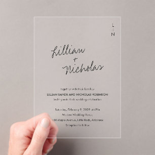 Invitaciones Acrílicas Boda moderno de escritura contemporánea