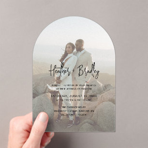 Invitaciones Acrílicas Boda moderno de fotografía minimalista