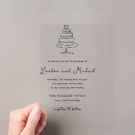Invitaciones Acrílicas Boda moderno de la tarta dibujada a mano