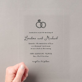 Invitaciones Acrílicas Boda moderno de los anillos dibujados a mano