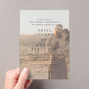 Invitaciones Acrílicas Boda moderno fotográfico limpio