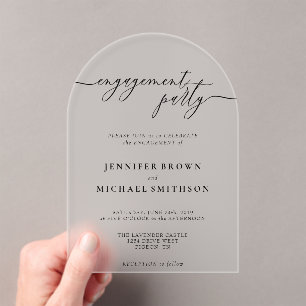 Invitaciones Acrílicas Boda moderno mínimo del partido de compromiso