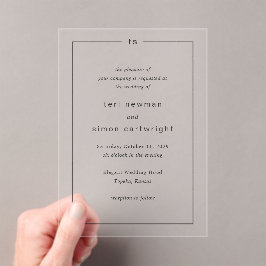 Invitaciones Acrílicas Boda moderno monograma blanco y negro eterno