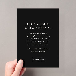 Invitaciones Acrílicas Boda moderno negro simple