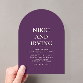 Invitaciones Acrílicas Boda moderno Nikki púrpura