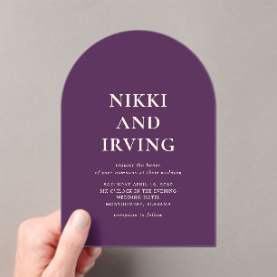 Invitaciones Acrílicas Boda moderno Nikki púrpura