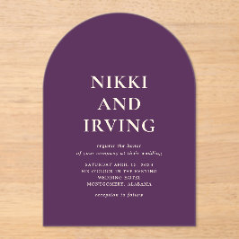 Invitaciones Acrílicas Boda moderno Nikki púrpura