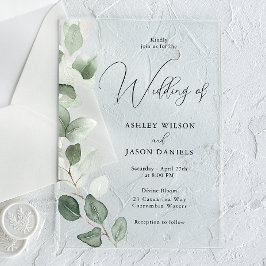 Invitaciones Acrílicas Boda moderno y verde