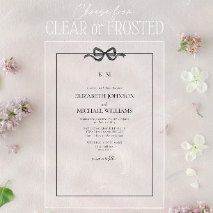 Invitaciones Acrílicas Boda monograma elegante formal negro y blanco