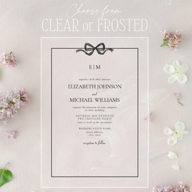 Invitaciones Acrílicas Boda monograma elegante formal negro y blanco (Subido por el creador)