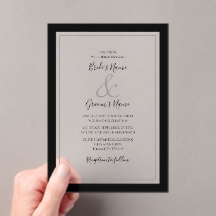 Invitaciones Acrílicas Boda monograma elegante transparente transparente