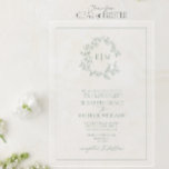 Invitaciones Acrílicas Boda Monograma Escudo de Leafy Verde Sage formal<br><div class="desc">Captura la esencia de tu historia de amor con esta invitación de boda intemporal y elegante. Con un precioso y frondoso monograma escudo, esta moderna creación de color verde sabio combina elementos naturales delicados con la sofisticación contemporánea. El monograma, que representa ambas iniciales, sirve como un toque personal, simbolizando la...</div>