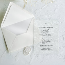 Invitaciones Acrílicas Boda Monograma Old Money en negro y blanco