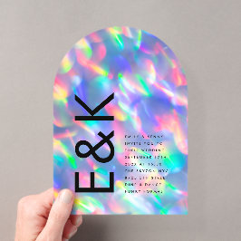 Invitaciones Acrílicas Boda Monograma Ultra Moderna Iridescente
