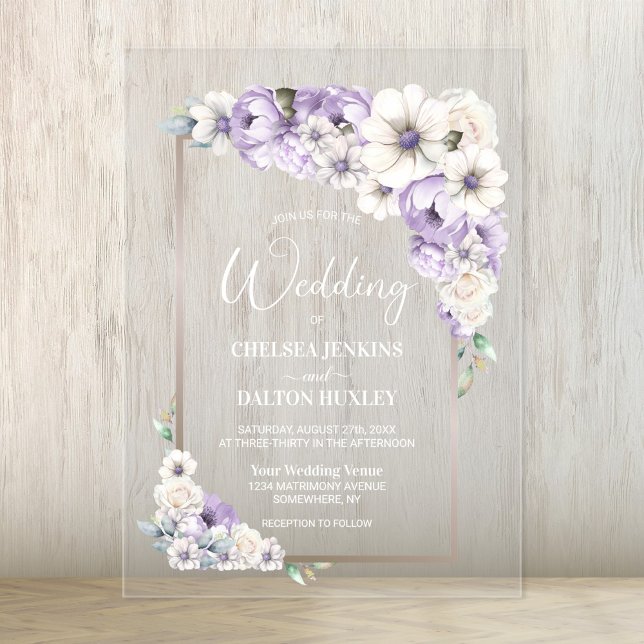 Invitaciones Acrílicas Boda morado floral (Subido por el creador)