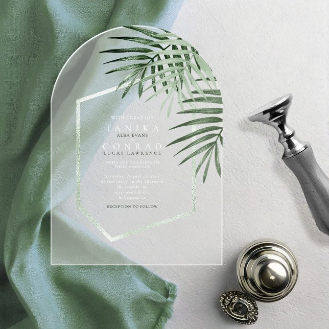Invitaciones Acrílicas Boda Moss Green ID956 de la hoja de palma exuberan (Subido por el creador)