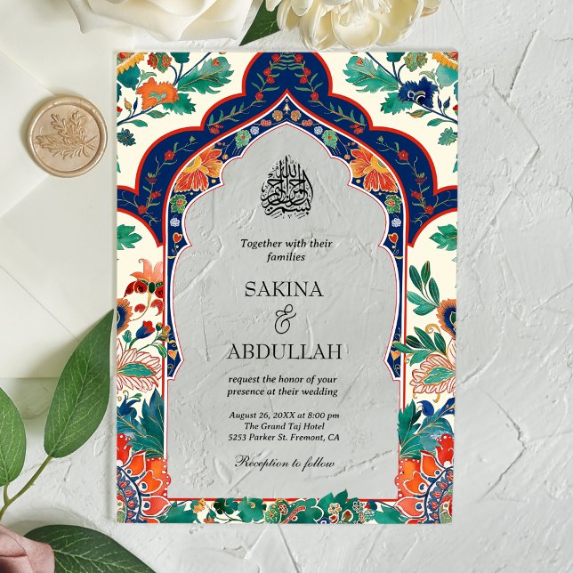 Invitaciones Acrílicas Boda Musulmana de Floral Inlay Persa (Subido por el creador)