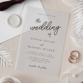 Invitaciones Acrílicas Boda Negra Caligrafía Moderna Juguetona