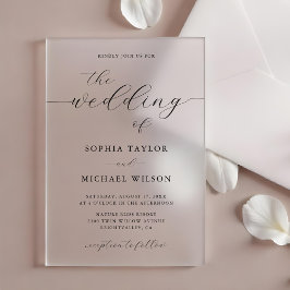 Invitaciones Acrílicas Boda Negra Caligrafía Romántica Moderna