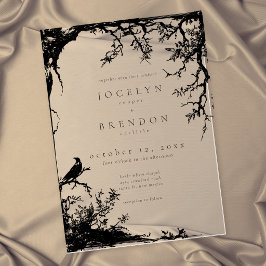 Invitaciones Acrílicas Boda Negra Caoba Grabado Árbol Cuervo Gótico