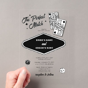 Invitaciones Acrílicas Boda Negra de Destino Perfecto en Las Vegas