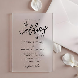 Invitaciones Acrílicas Boda Negra de Escritura Contemporánea con Estilo
