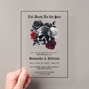 Invitaciones Acrílicas Boda Negra Gótica Hasta que la Muerte nos Separe