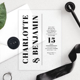 Invitaciones Acrílicas Boda Negra Vertical Moderna y Audaz