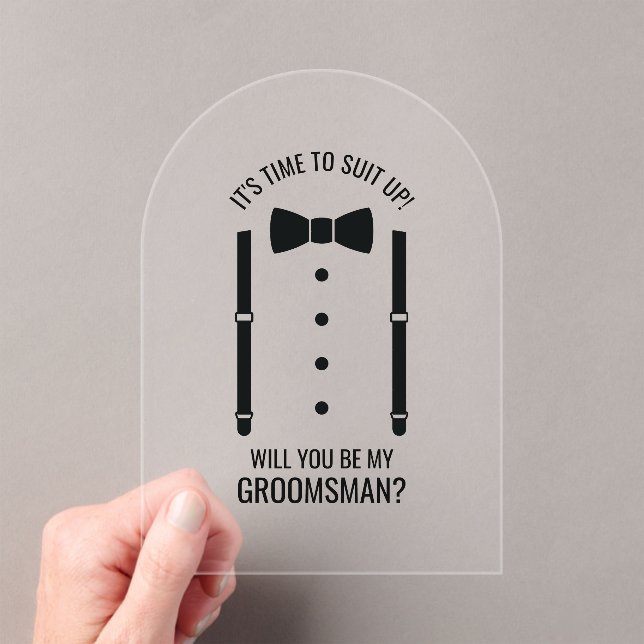 Invitaciones Acrílicas Boda negro Bow Tie Groomsman Propuesta (Insitu (portátil))