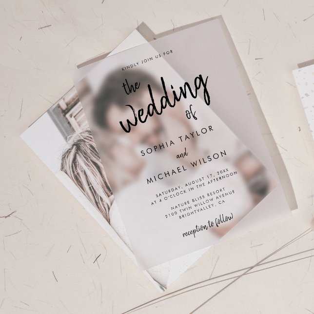 Invitaciones Acrílicas Boda negro de escritura negrita moderna (Subido por el creador)