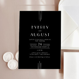 Invitaciones Acrílicas BODA negro de estilo Art Decó