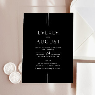 Invitaciones Acrílicas BODA negro de estilo Art Decó
