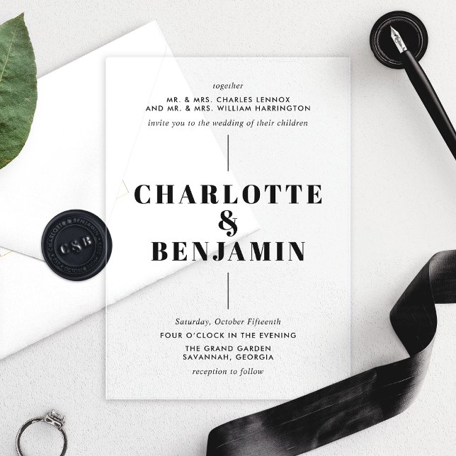 Invitaciones Acrílicas Boda negro elegante y moderno (Subido por el creador)