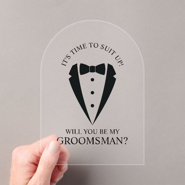 Invitaciones Acrílicas Boda negro Tuxedo Suit Groomsman Propuesta (Insitu (portátil))