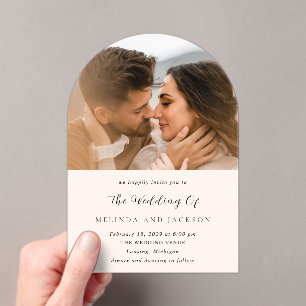 Invitaciones Acrílicas Boda Neutral Terrosa Moderna Foto