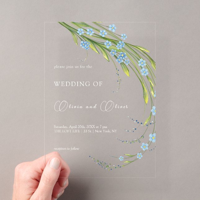 Invitaciones Acrílicas Boda No me Olvides (Insitu (portátil))