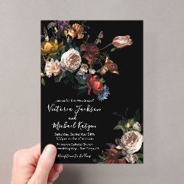 Invitaciones Acrílicas Boda oscura y temperamental de Rembrandt floral