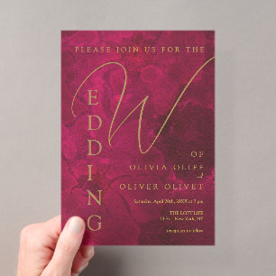 Invitaciones Acrílicas Boda Pasión Borgoña
