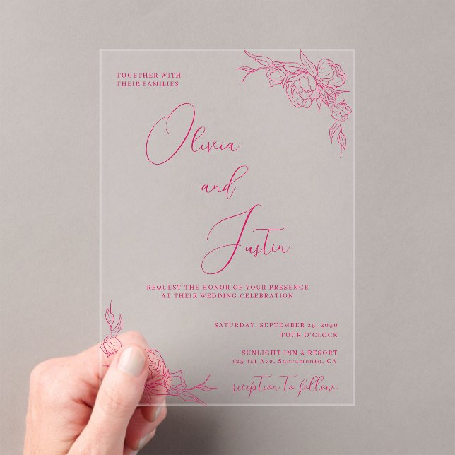 Invitaciones Acrílicas Boda Peony Elegance (Insitu (portátil))