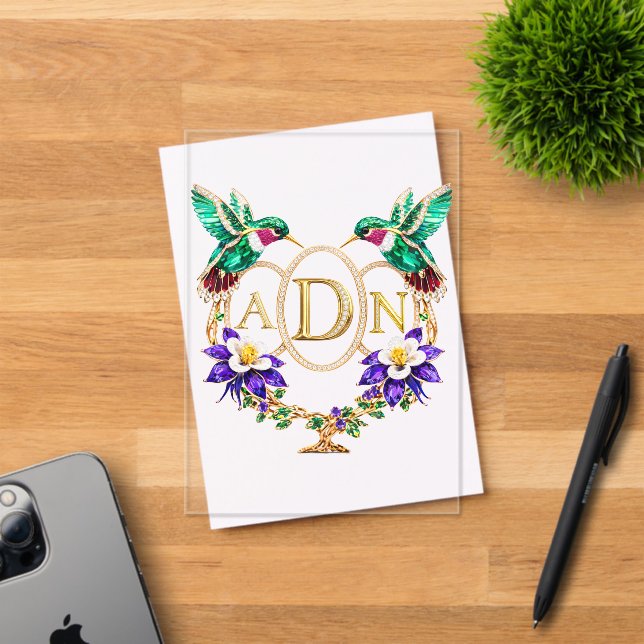 Invitaciones Acrílicas Boda personalizada con letras de colibrí ADN (Insitu (Tarjeta de Invitación))