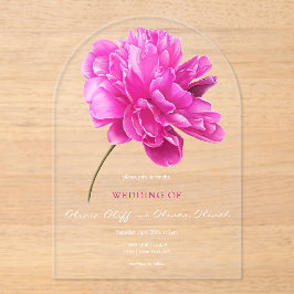 Invitaciones Acrílicas Boda Pink Peony Brillante