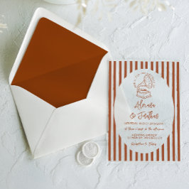 Invitaciones Acrílicas Boda Pintada a Mano en Terracota