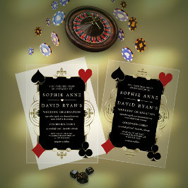 Invitaciones Acrílicas Boda Póker Casino Las Vegas Art Deco de Oro