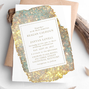Invitaciones Acrílicas Boda Purpurina irlandés moderno