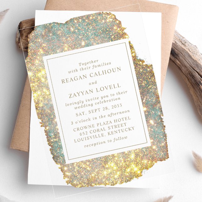 Invitaciones Acrílicas Boda Purpurina irlandés moderno (Subido por el creador)