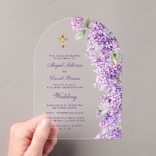 Invitaciones Acrílicas Boda Religiosa Arco de Lila