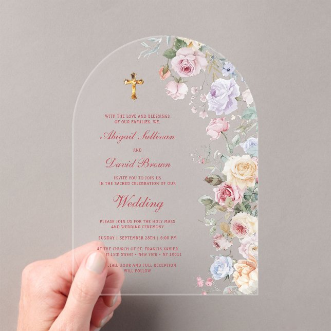 Invitaciones Acrílicas Boda Religiosa Arco de Rosas (Insitu (portátil))