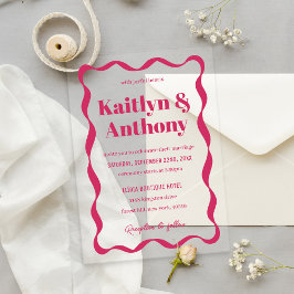 Invitaciones Acrílicas Boda Retro de Cinta Coqueta Curva