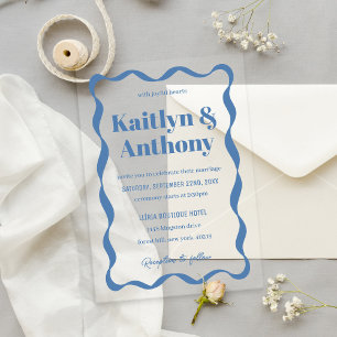 Invitaciones Acrílicas Boda retro de cinta de curva de Coquette